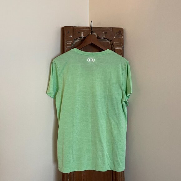 Under Armour V-Neck T-Shirt HeatGear - Lime Green - Loose Fit - NWT - Large - Picture 3 of 9